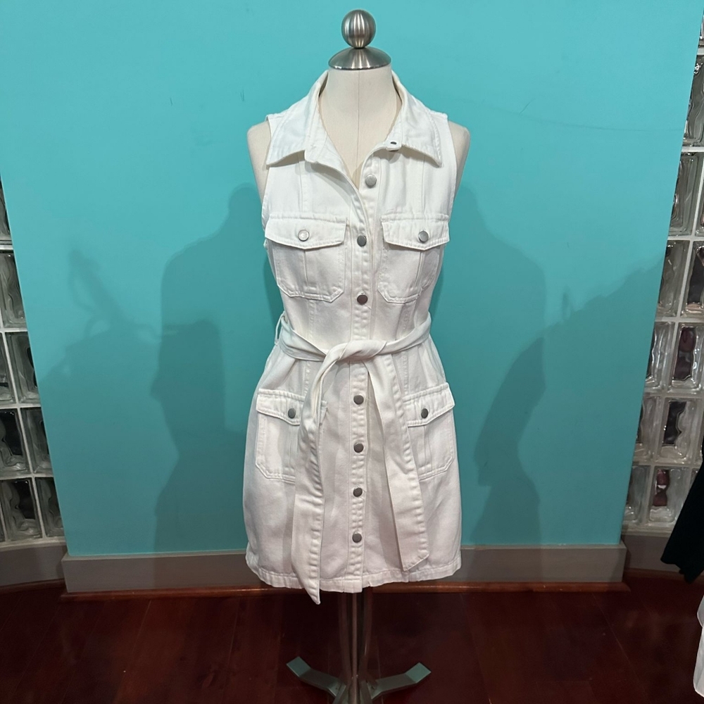 Amanda Uprichard Denim Sleeveless Button Down Dress Size Medium